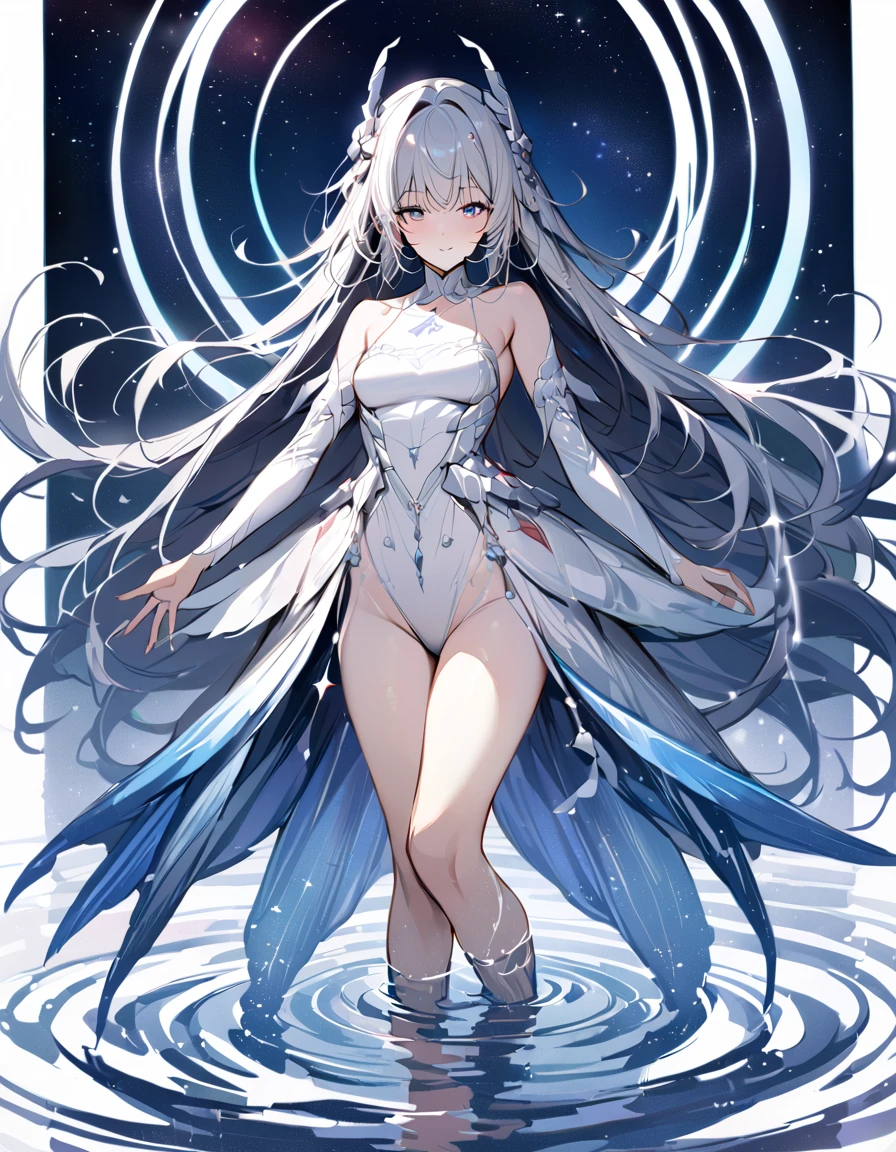 (Masterpiece, Top Quality, Top Quality, Official Art, Beauty and Aesthetics: 1.2), (Full Body, Medium) Mermaid, Dreamy, Ethereal, Romantic, White Hair, Silver Hair, Vivid and Beautiful Lighting --v 6