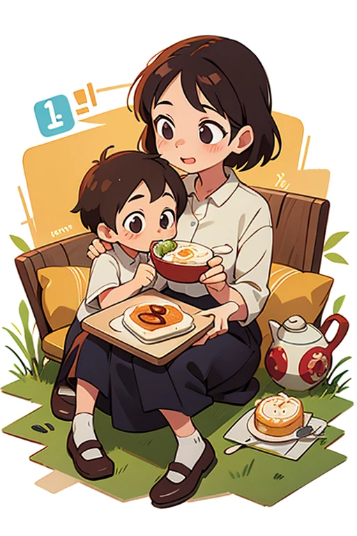 cute little boy and girl enjoying the delicious dinner — niji 5