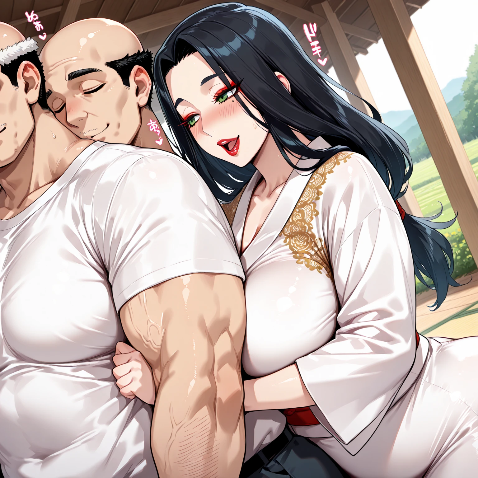 NSFW topless Completely naked Nezukokamado, Nezuko Kamado, Black Hair, (amount:1.5), Hair Ribbon, Long Hair, Multicolored Hair, (Pink Eyes:1.5), Orange Hair, elongated pupils, Wavy Hair, Two-tone hair, break asa no ha (pattern), checkered sash, Haori, kimono, kimono, Long sleeve, heart, pink kimono, sash, wariza, Wide sleeves, break looking at viewer, break indoors, break (masterpiece:1.2), Highest quality, High resolution, unity 8k wallpaper, (figure:0.8), (Beautiful attention to detail:1.6), Highly detailed face, Perfect lighting, Highly detailed CG, (Perfect hands, Perfect Anatomy),line pussy, pussy, medium breaths,sex, cowgirl positon, girl on top, (straddling), (1boy:1.1), hetero expose breast, cock, dick, smile, open mouth