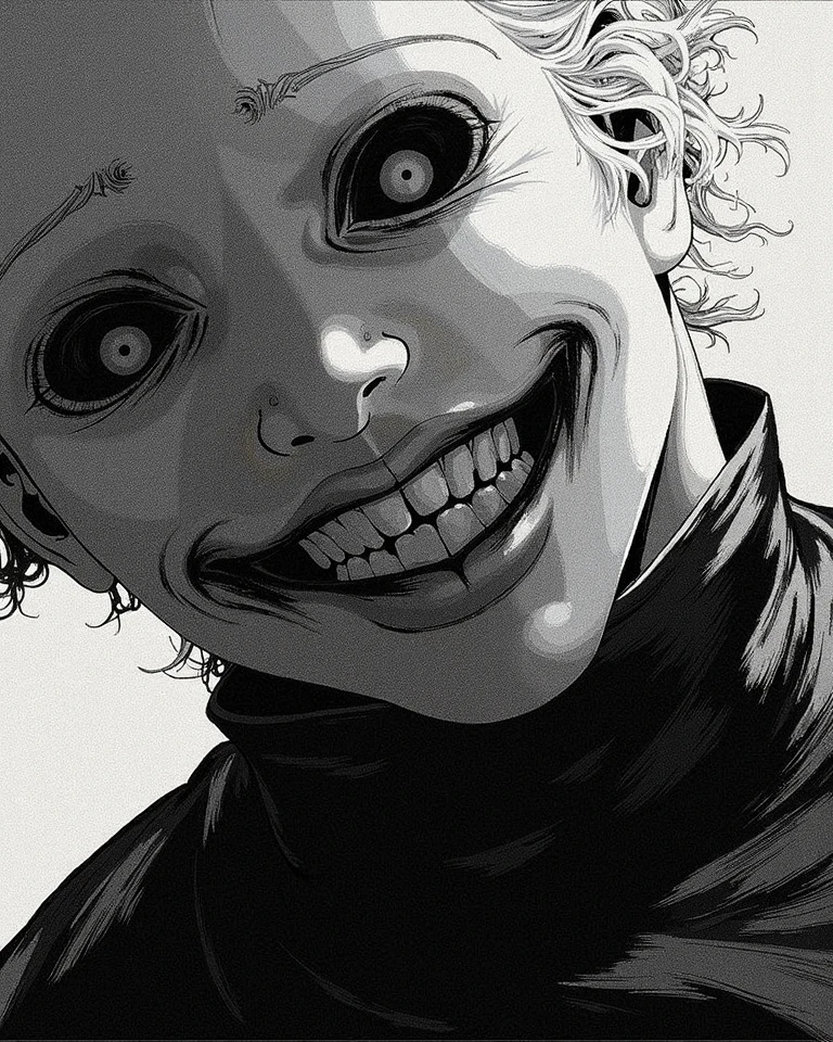 <lora:gravemudart:1>, gravemudart,  simple background, horror \(theme\), demon-like head, scary face, strange, creepy,  1boy, 4girls, ahoge, box, cardboard box, chinese, comic, glasses, highres, horns, monochrome, multiple girls, onsen, paper, sweat