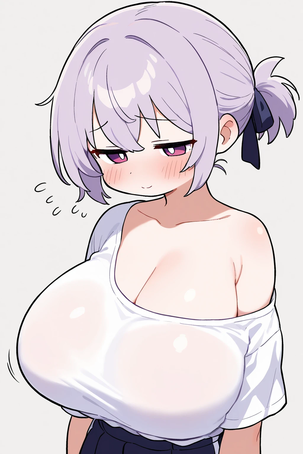Browsing Caution,Sweat,white breath,Large areola,White steam,Front view,Heart Eyes,Hololive,Cat porridge,(Shake your body),Reverse Bunny Suit,Voyeur of cleavage,(((((Big Breasts))))),A look from below