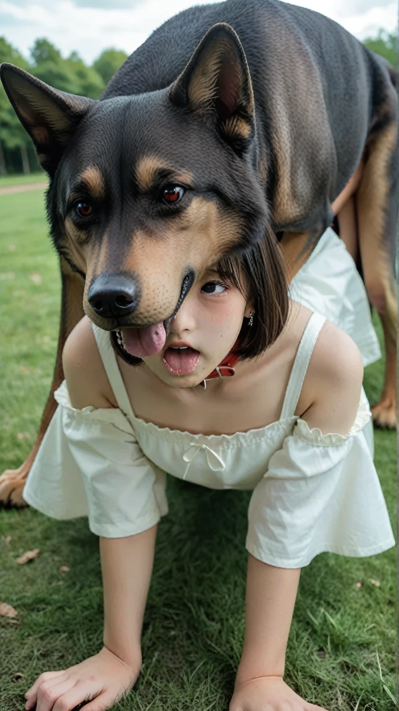 Kids playing a dog