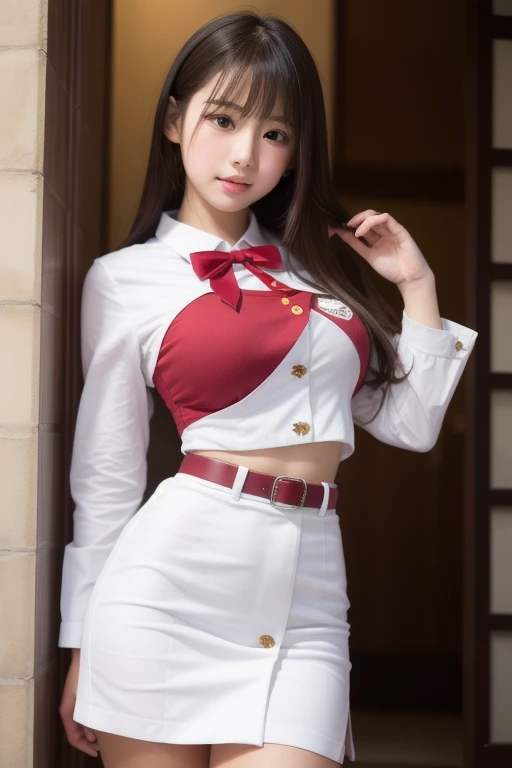 sexy nurse with long stocking and garter belt, short skirt, medium breasts, chinese girl, long black hair, a milatary nurse of Comunist Party 