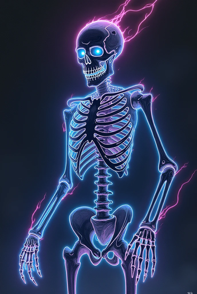 matrixy skeleton in fiber optic light painting art style