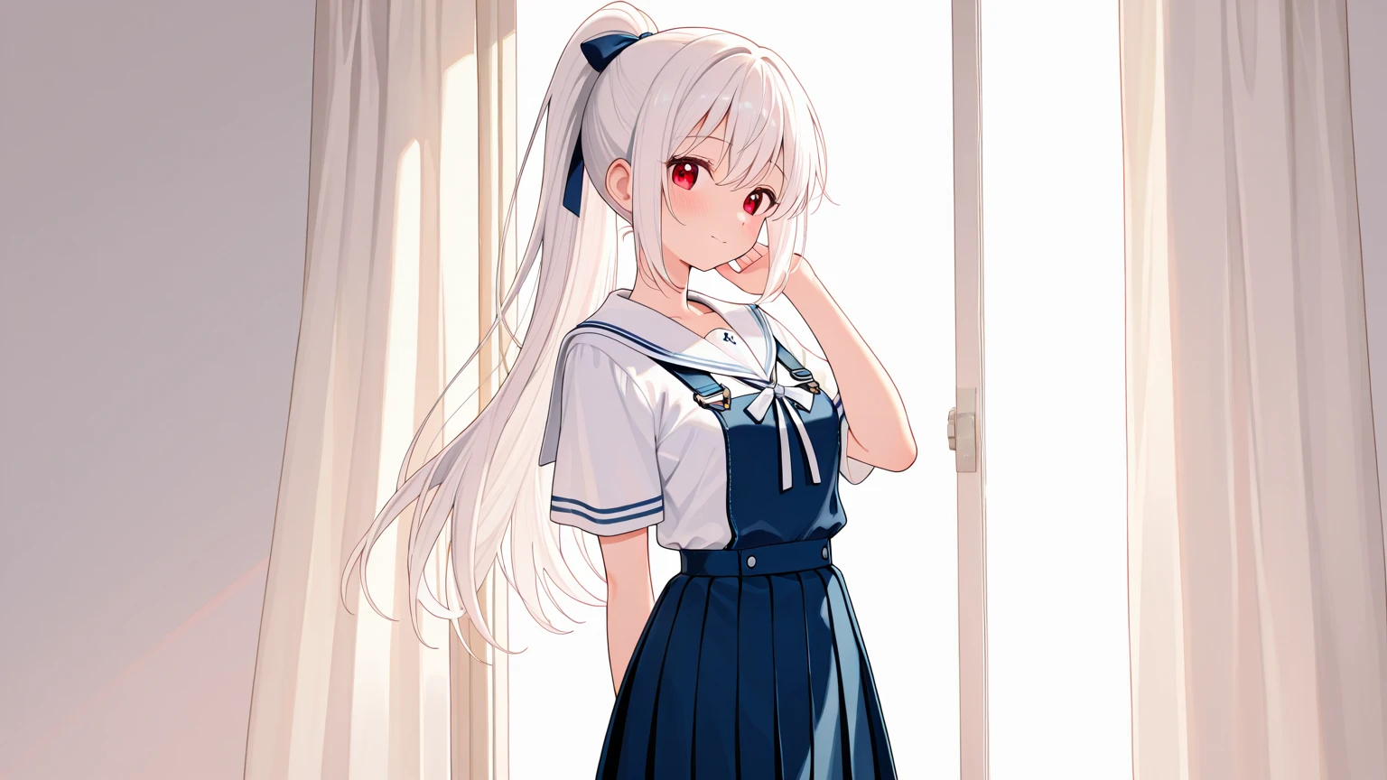 (((1girl))), ((best quality)), ((masterpiece)), ((ultra-detailed)), (illustration), (detailed light), (an extremely delicate and beautiful), (beautiful detailed eyes), (sunlight), ((extremely light)), ((extremely clothes)), (((hyper detail))),(((((front lighting))))),(((((front light))))),
((((quite adorable gym uniform)))),
,
wavy long hair, ((((platinum blonde hair)))), (((long hair))),
(((sky blue eyes))),
aged 7 to 12,
(((condescending expression))), (mischievous smile with sexual satisfaction), (((extra adorable))), (((extra slender shape))),
(((extremely beautiful detailed face))),
(((squatting))), (((((Dutch angle))))),
((())), ((fetish)), (((((lolita))))),
(((extremely thin thighs))), (((crystal white ankle socks))), ((sneakers))