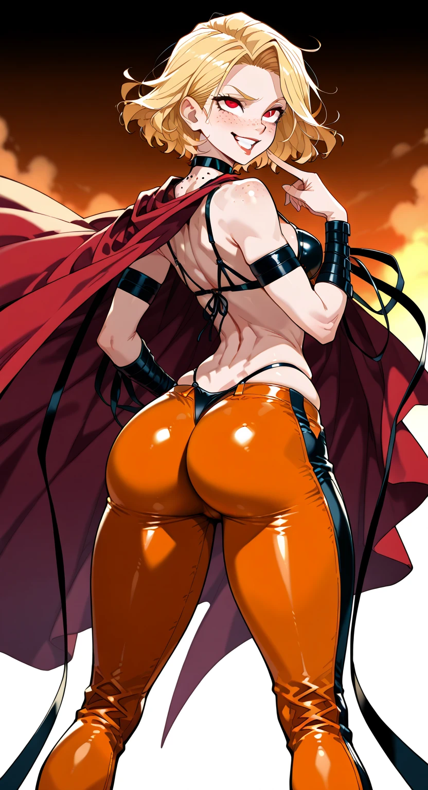 SFW, ((red hair, dark skin)), (bikini), (gigantic ass, huge ass, Big ass), firm ass