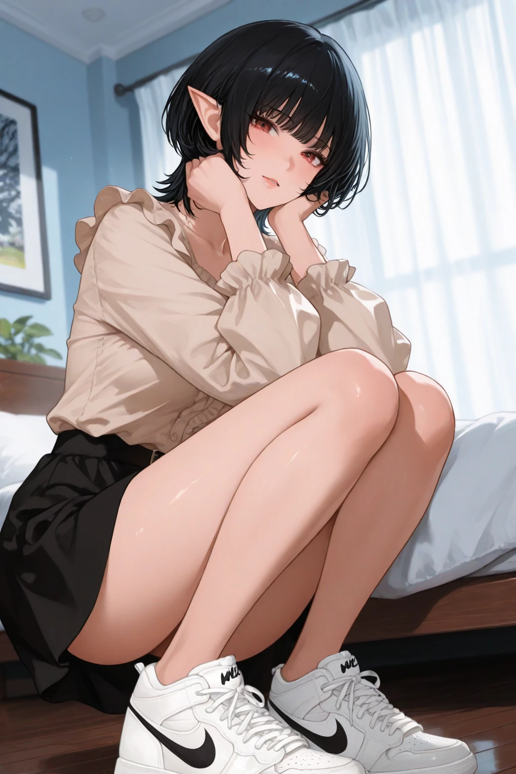 Asian girl with short hair