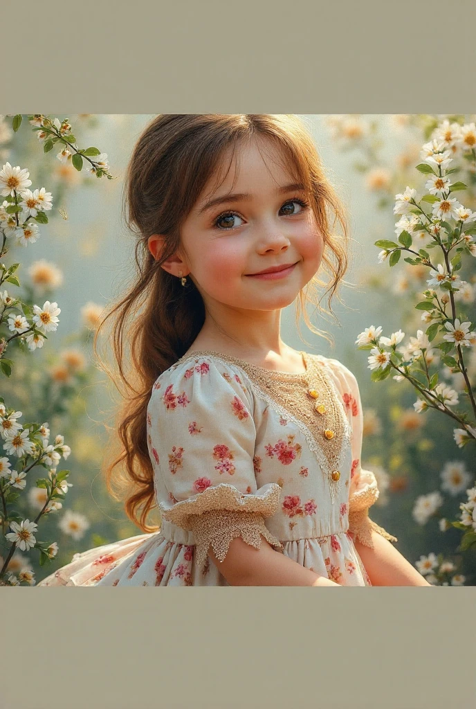 close-up of pretty Ukrainian girl,((flat chests:1.35)), wear pretty clothes,outdoor, bokeh background, UHD, 32K, 10 years old, astonishingly pretty,absolutely cute,cute smile,very adorable, absolutely stunning,