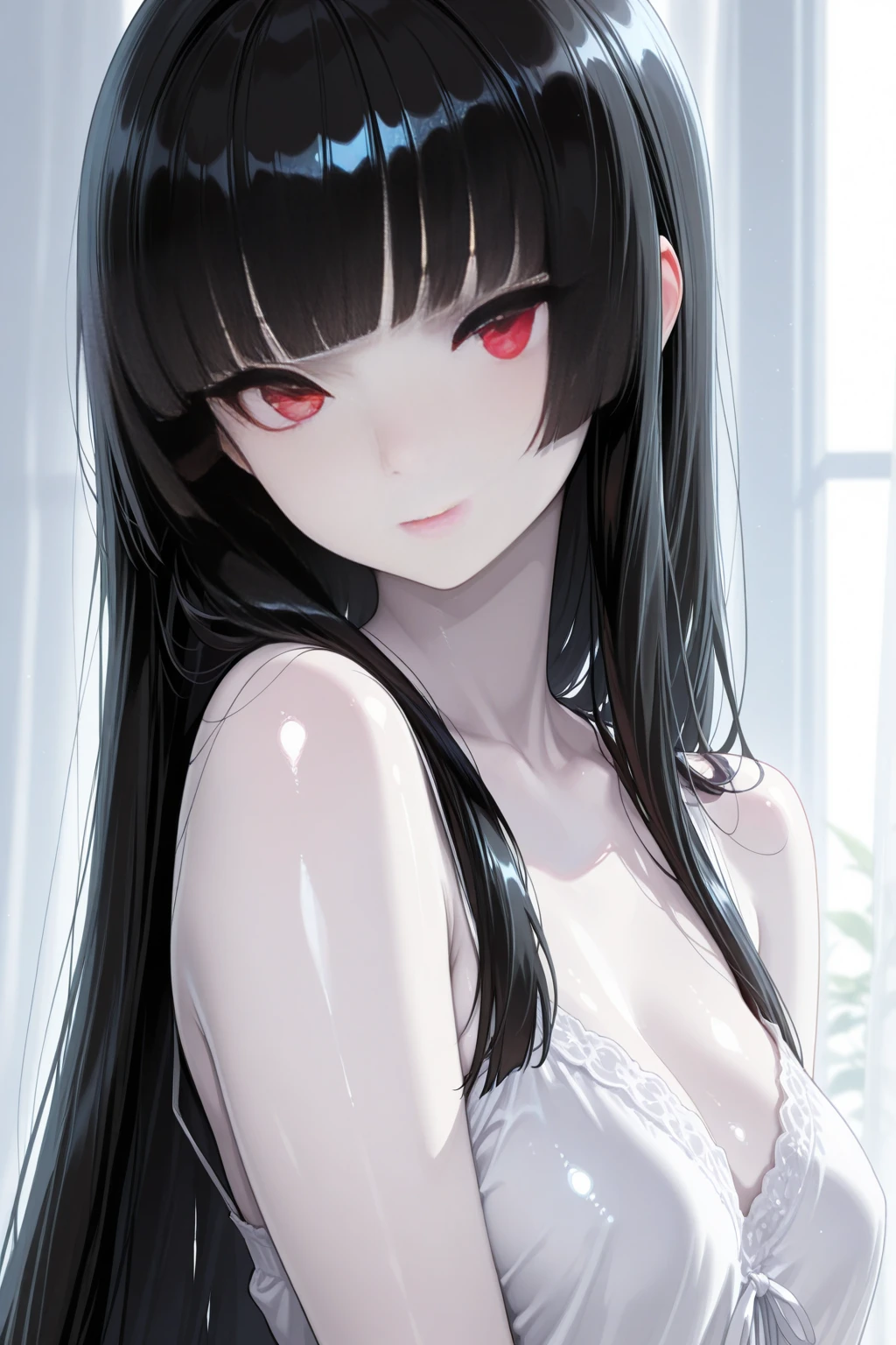 best quality, amazing quality, very aesthetic, absurdres, 1girl, rio (blue archive), blue archive, red eyes, black hair, strapless, (artist official art:1.5), (realistic face), (narrowed eyes), (cowboy shot), (concept art:1.5), panties, (thigh, glowing eyes:1.4), expressive eyes, perfect face, 4k, extremely detailed anime illustration, extremely detailed eyes, enhanced details, perfect ???????, light rays, photo background, extremely delicate body, smooth skin, feminine expression, (black background:1.5), cristal clear eyes, beautiful face, big breasts
