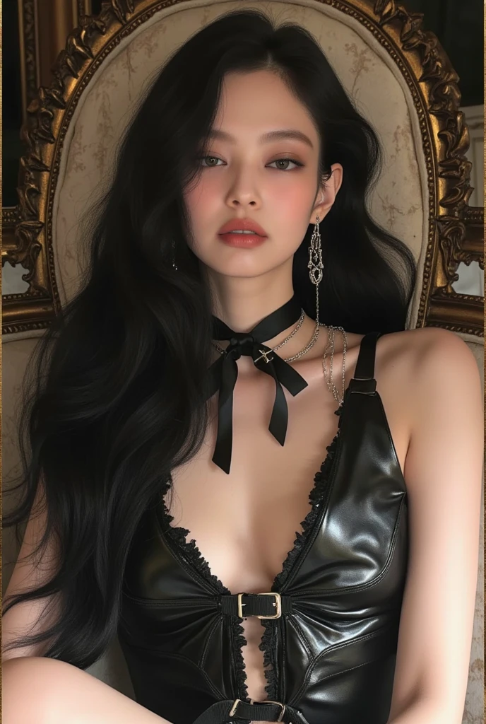 (raw photo:1.2),(photorealistic:1.4)),(Masterpiece),(best quality),((masterpiece)),(highres), original, (extremely detailed 8K wallpaper), 1girl, solo, slim body, Extremely Delicate Beautiful, ( Beautiful and detailed eye depictions), ((delicate face)), necklace, slim figure, tights, (black transparent stockings), long hair, depth of field, ((tights)), standing, full body, cosplay,