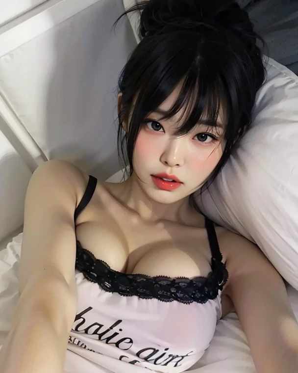 Close-up of a woman lying on the bed wearing a pink bra, Japanese Model, Young and sexy gravure idol, Young and cute gravure idol, realistic Young Gravure Idol, realistic sensual gravure idol, Young Gravure Idol, A sophisticated gravure idol, Yoshitomo Nara, Young and skinny gravure idol, Beautiful Asian Girl, Big Boobs