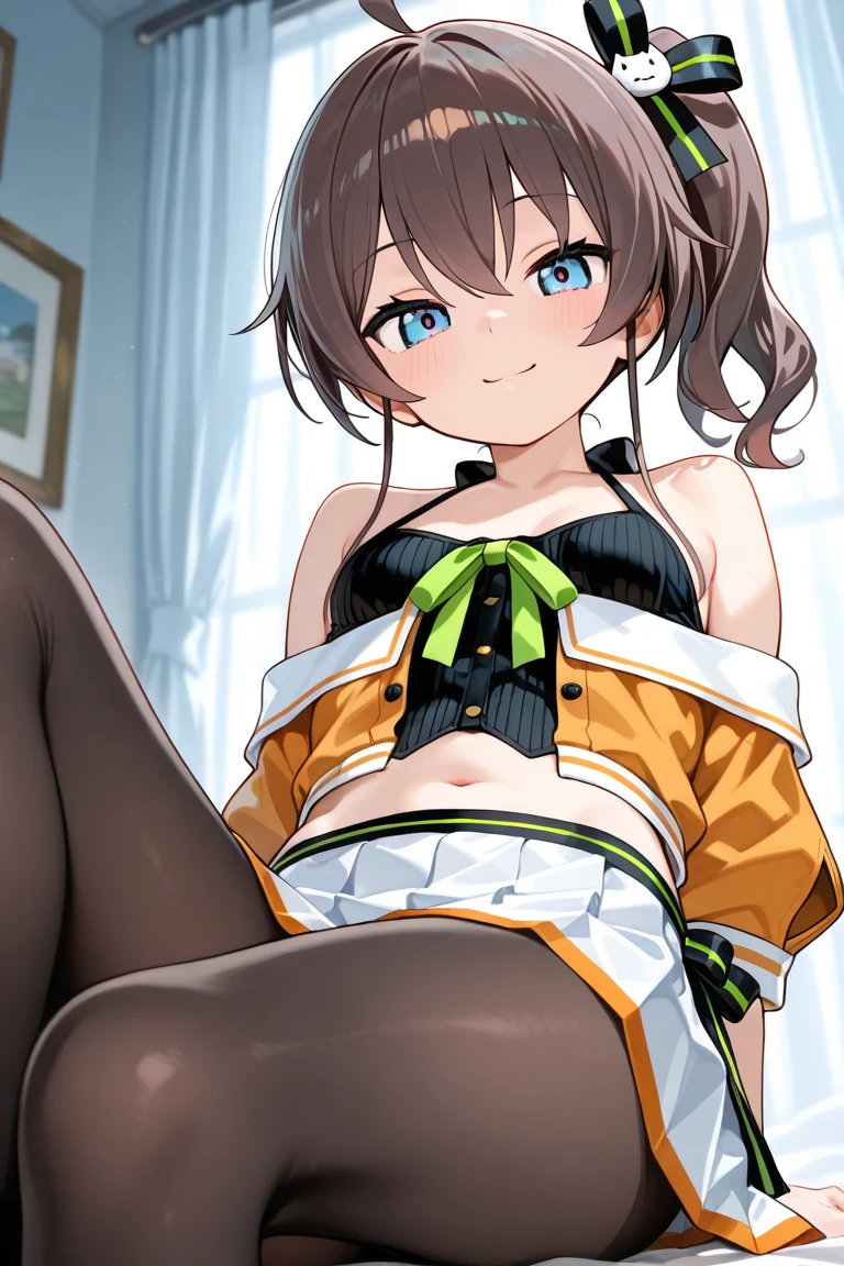 One Woman、Cute Woman、Thighs、Best image quality、High resolution、masterpiece、super high quality、Spread your legs、Cute Bra、Cute Panties、I see pink panties、Small Ass、big 、Blushing、4K quality、Blushing、Proud face、Wearing black knee socks、bed、Spread your legs wide、Panty shot、Sweaty all over、Heavy breathing、My chest is bouncing up and down、heart、A mean look、Low Angle、Zoom in on the crotch