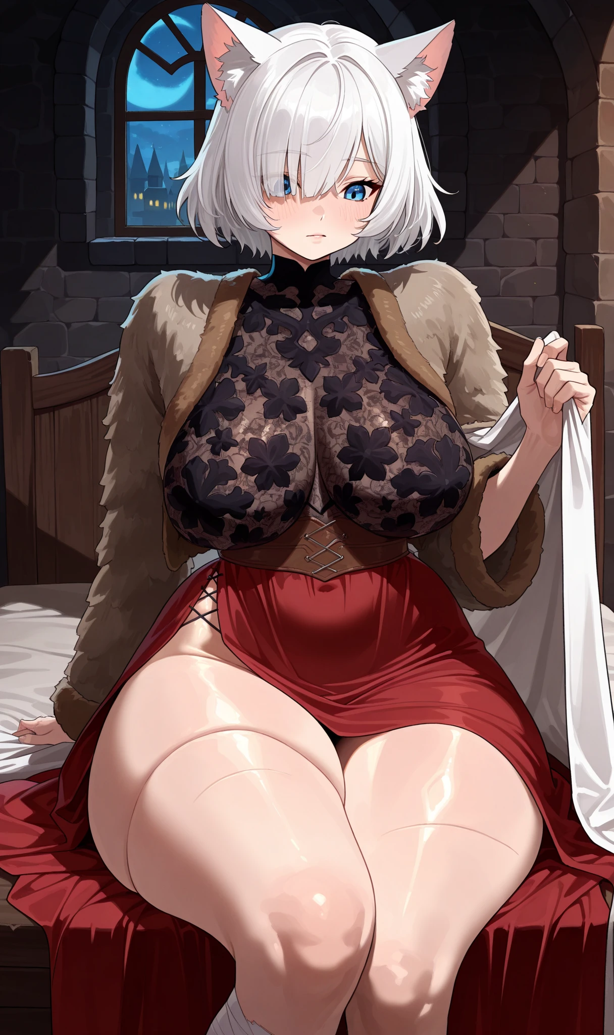 8K, high quality, Hyper realistic super detailed sexy, 2b, short hair, puffy sleeves, long sleeves, (detailed lighting, extremely detailed skin, extremely detailed hair, shadows, 8k), white hair, looking at viewer, (High Key Lighting), (Grinning smile) ,(((blush))))) , thin upturned nose, orgasmic expression, defined figure, thick legs, thin waist, huge breasts, detailed delicate hands,gigantic cleavage breasts , huge breasts,Cleavage is seductive,exhilarated,areola of breast,hick thighs, glossy, shiny breasts, sagging breast,poolside, wide hips,looking at viewer, wide hips, bikini,sweat body, wet body, light,standing,hands on hips,from below,cleavage