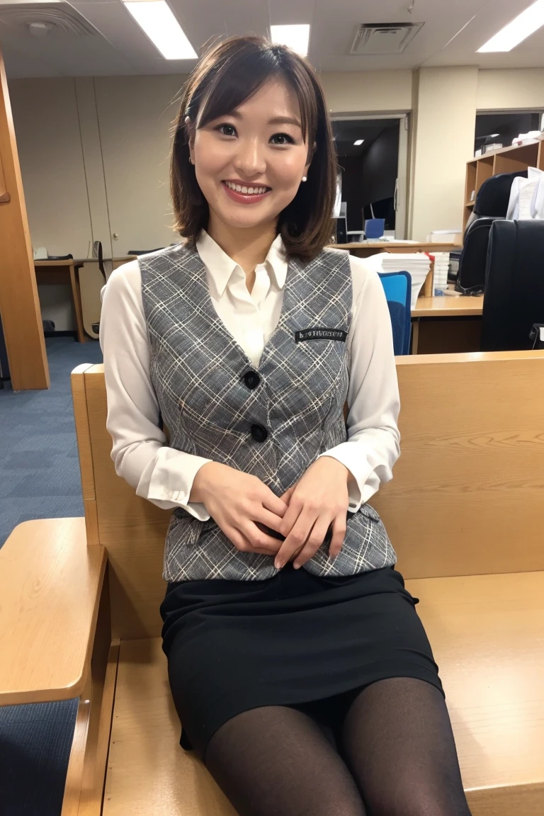 Highest quality、8k、masterpiece、Ultra-high resolution、Clear photos、Professional Lighting、Natural light、Realistic,、Highly detailed skin、Perfect Anatomy、One Woman、30 years old、Baby Face:1.6、Large Breasts、(Large areola)、Large erect nipples、Glamour、ponytail、Brown Hair、Beautiful Hair、smile、(Gray tight business suit)、White tight shirt、Cleavage、((Tight mini skirt:1.2))、((Perfect Pantyhose:1.2))、((Black Pantyhose))、in the train、Are standing、Sexy pose、(((Full Body Shot:1.4)))