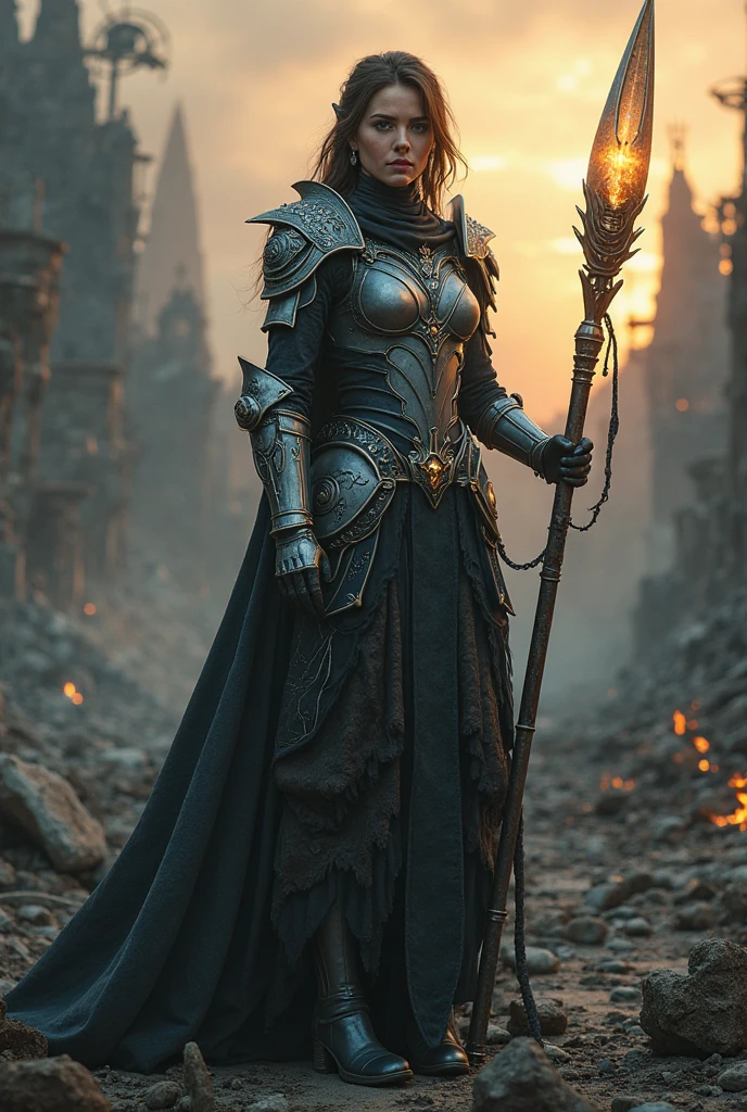 A photograph of a tired old lady knight with grey hair, pale eyes, deep wrinkles, wearing an old damaged suit of filigree (coffee_patina:1.2) oxidized plate armor, in the interior of a dark stone dungeon. (Warm candlelight), soft darkorange glow, artistic shadow, cinematic framing.
<lora:LowRA:0.7> <lora:Coffee_Patina:1>
