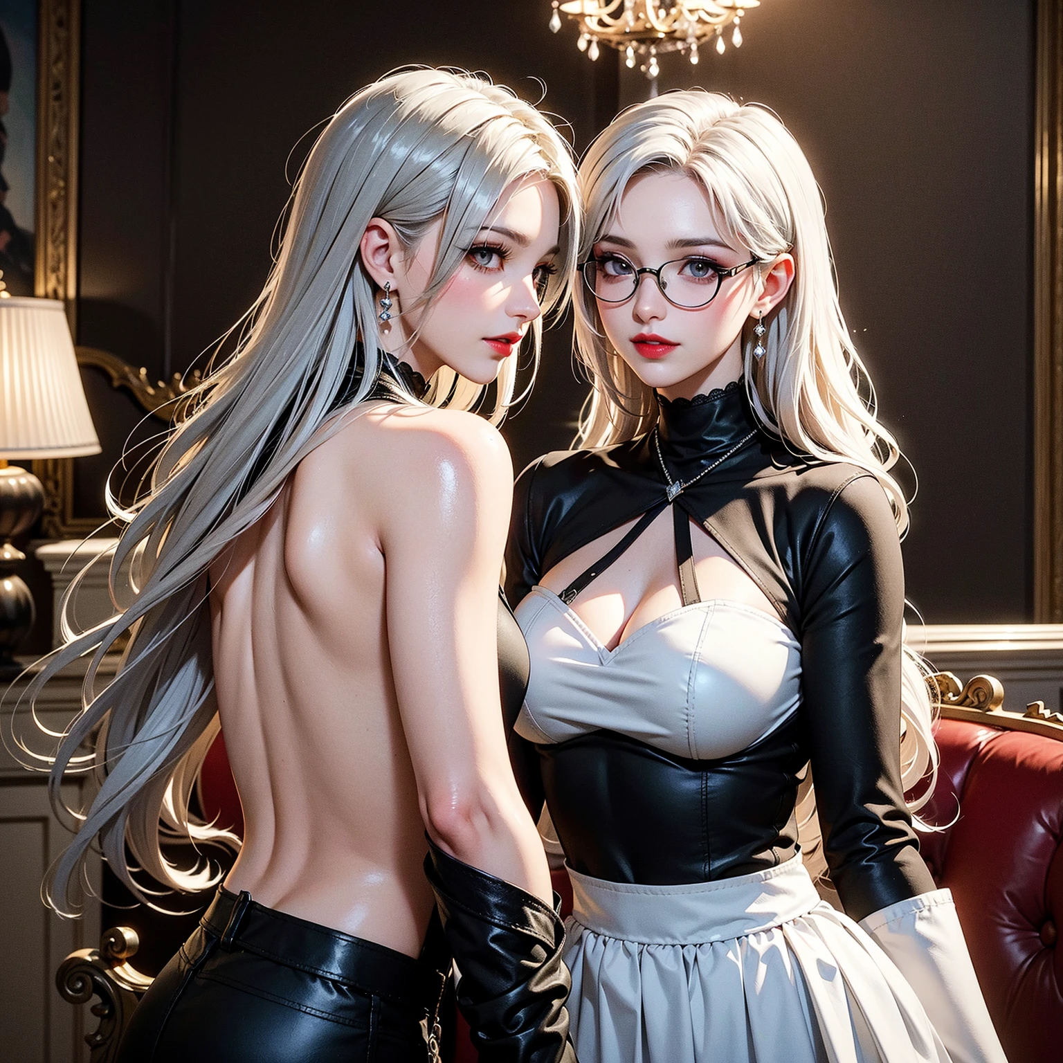 Captured slave girl Red eyes, white hair, hot figure, pure face