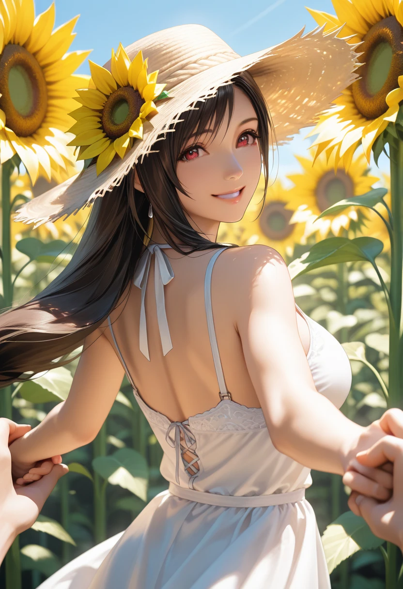 (masterpiece, best quality:1.3)
<lora:epi_noiseoffset2:1> <lora:add_detail:0.7> <lora:DOAMomiji:0.8>
DOAMomiji, 1girl, solo, long hair, sitting in a sunflower field, smiling, sunlight