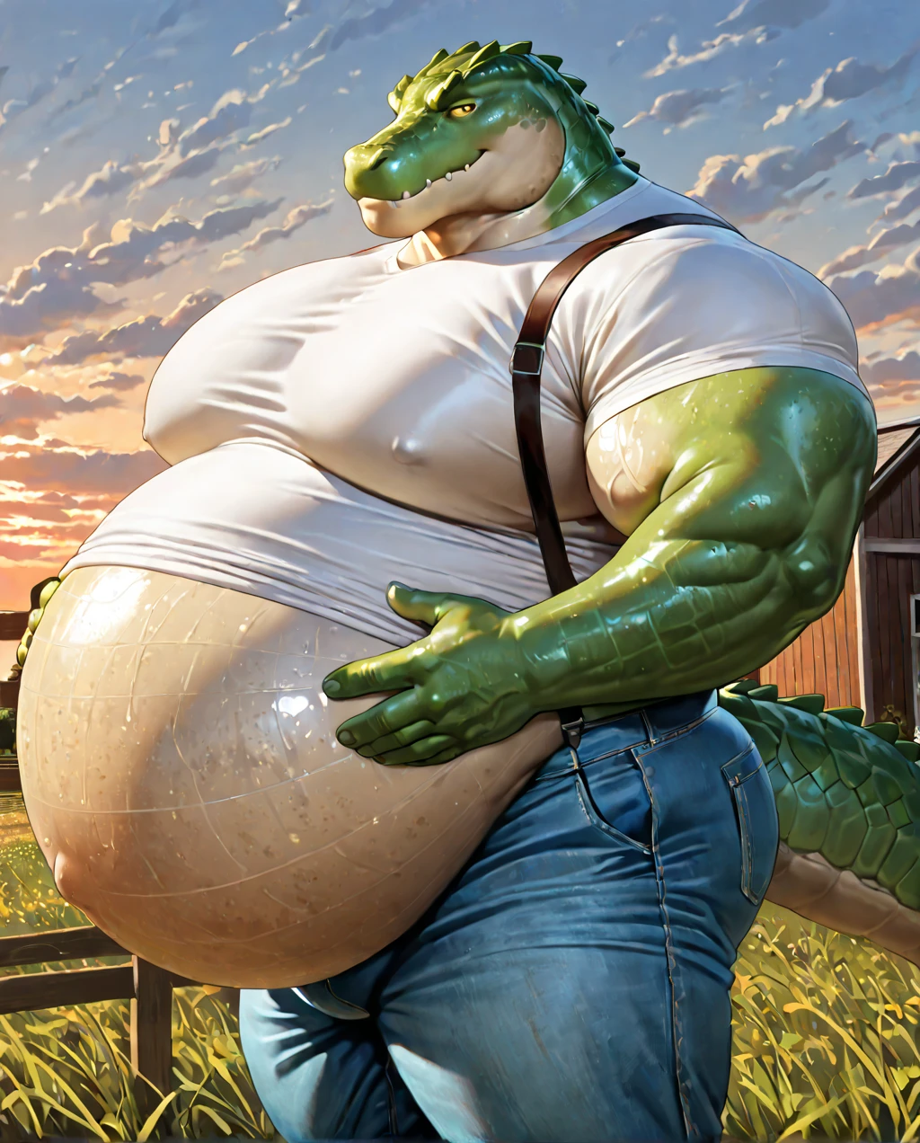 Completely nakedの男性lizard beastman。
Strong body。Big muscles。Big Belly。
背景はgrassland。
Anatomically accurate, enormous ?????。
Anatomically accurate, enormous testicles。
高齢のlizard beastmanの巨大な???は上向きに勃起している。
Low - Angle。grassland。Completely naked。Standing posture。whole body。lizard beastman。Hairy。Calm expression。
Highest quality。Entirely in sharp focus、Highest photo quality。Photorealistic。