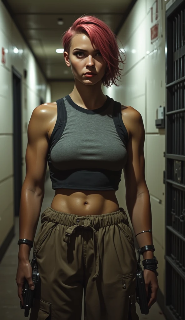 cinematic film still of <lora:Cyberpunk Style:1>
a woman with a naked body and shredded muscular body,bionic,transhuman,Dystopia,Dystopian,kakotopia,Science fiction,high tech,low life,societal collapse,Artificial,Posthuman,future,futuristic,Artificial intelligence,Cyborg,genetically-enhanced humans,sci-fi,Cyberpunk Style,1girl,solo,breasts,short hair,black hair,thighhighs,nude,teeth,muscular,squatting,clenched teeth,veins,muscular female,cyborg,no nipples,cyberpunk,kusanagi motoko , Cyberpunk Style, shallow depth of field, vignette, highly detailed, high budget, bokeh, cinemascope, moody, epic, gorgeous, film grain, grainy