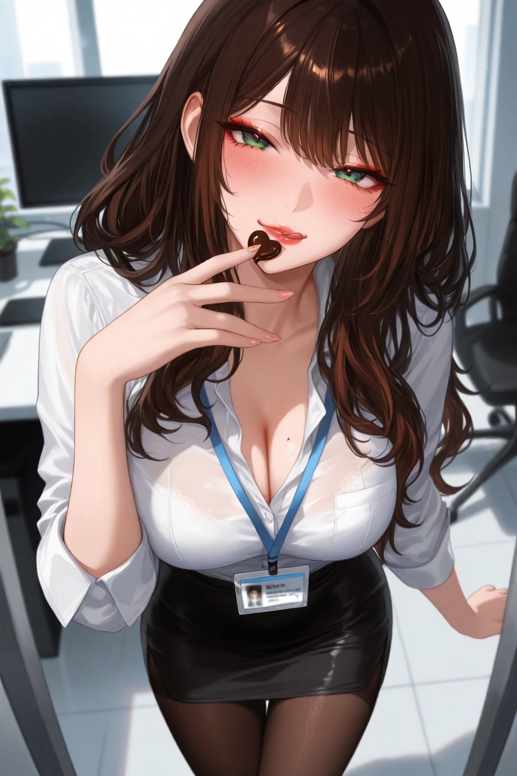 girl, Sweat, vapor, Center of chest, shy, Great hands, Looking at the audience, Cute Smile