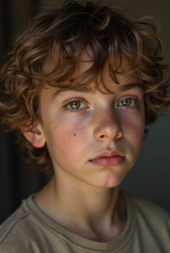 A 20 year old boy with light brown hair and jade green eyes