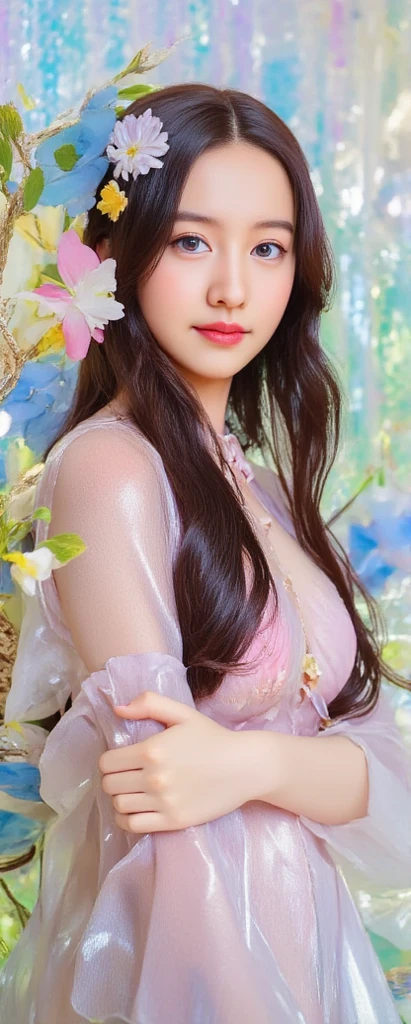 4k, June scenery, beautiful woman, long hair, brown hair, Medium bust, blue eyes, white shirt, Hot Pants, neon red heart necklace, look at viewer, nighttime, colorful hydrangeas,Thai woman, 24 years old,Traditional Thai costume,walking on the road,In the Thai countryside,sunlight