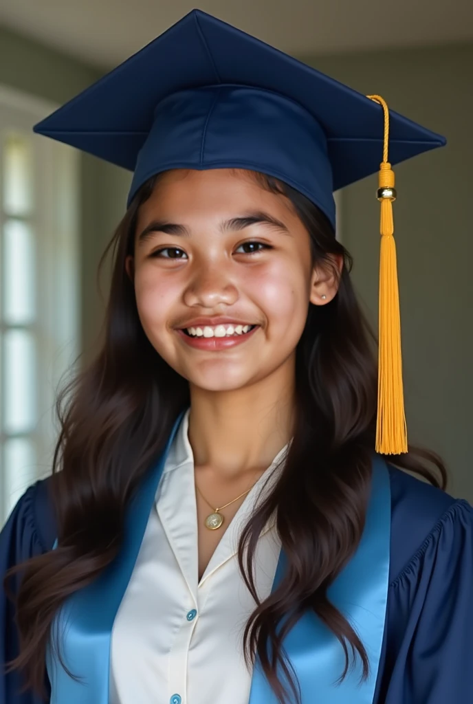 High school girl graduation album blue background proof photo