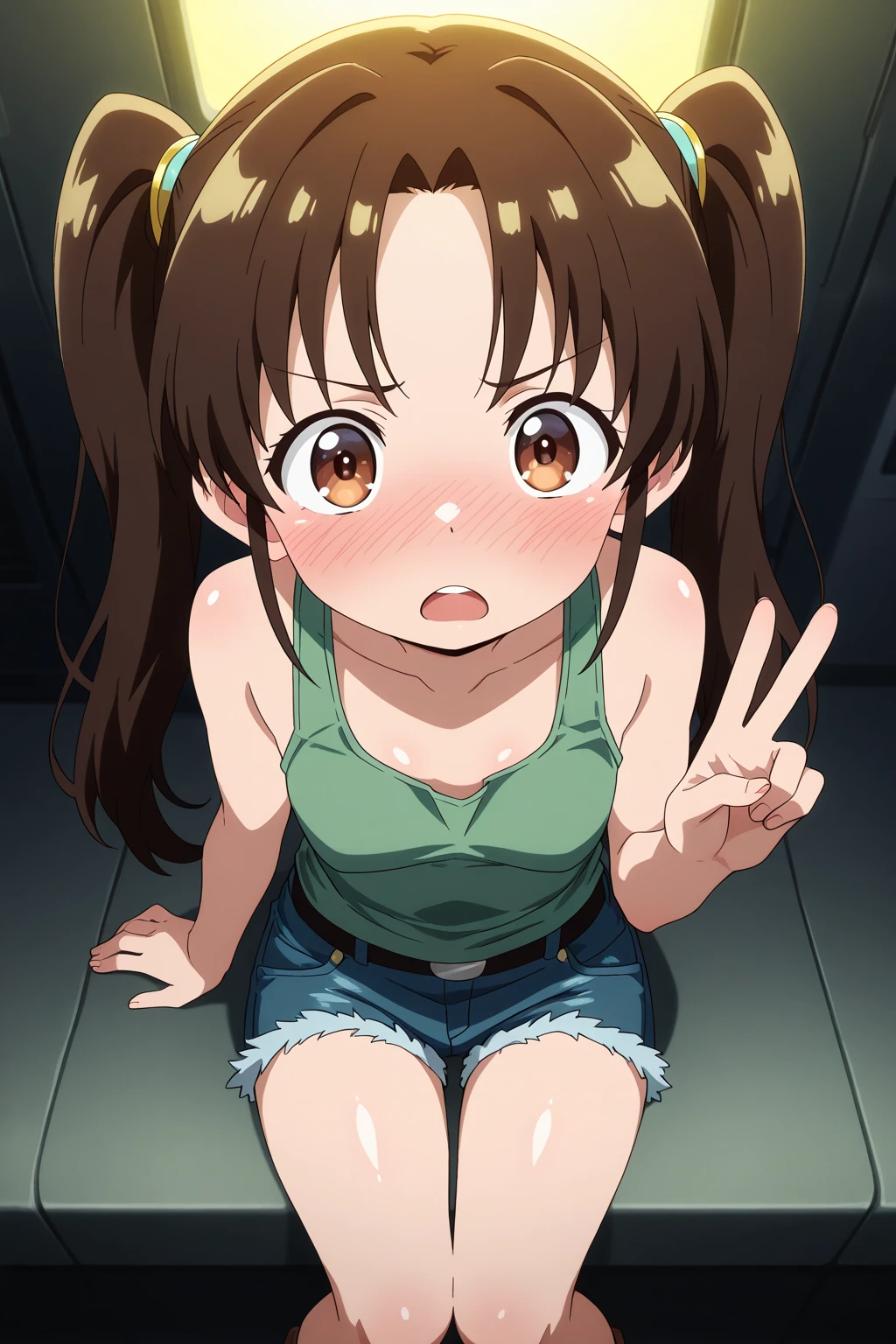 NSFW,1 girl,shirai_kuroko,Tank top,Micro Mini Skirt,Knee-high socks,(Perfect hands),(Perfect Anatomy),(masterpiece),(highest quality),Embarrassed,blush,Ground