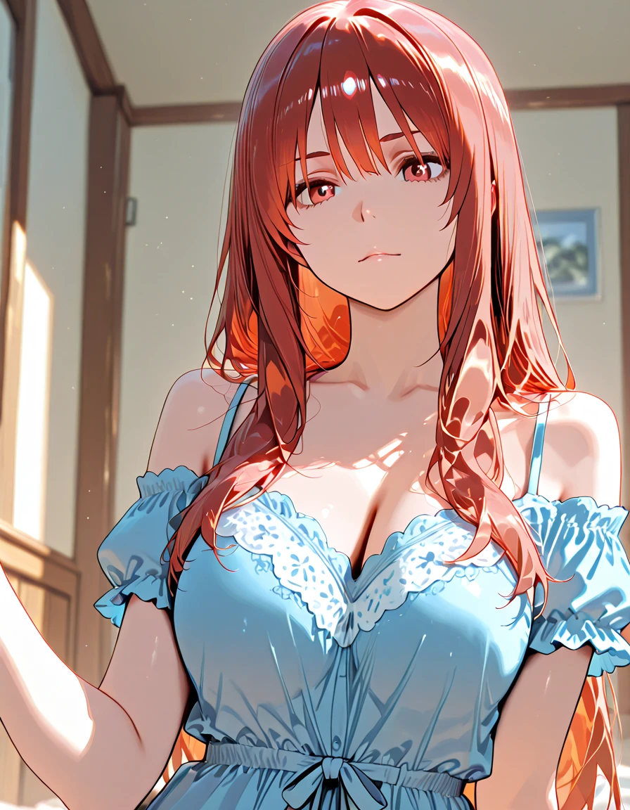 red hair, long hair, Ponytail, s eyes:1.5), (Large Breasts:1.2),
rest miniskirt, skirt, White shirt, Setofuku,Low-cut,Cleavage,
rest looking at viewer,
rest indoors, bathhouse,
rest (masterpiece:1.2), best quality, high resolution, Unity 8k Wallpaper, (illustration:0.8), (Beautiful and delicate eyes:1.6), Extremely detailed face, Perfect lighting, Extremely detailed CG, (Perfect hands, Perfect anatomical structure),