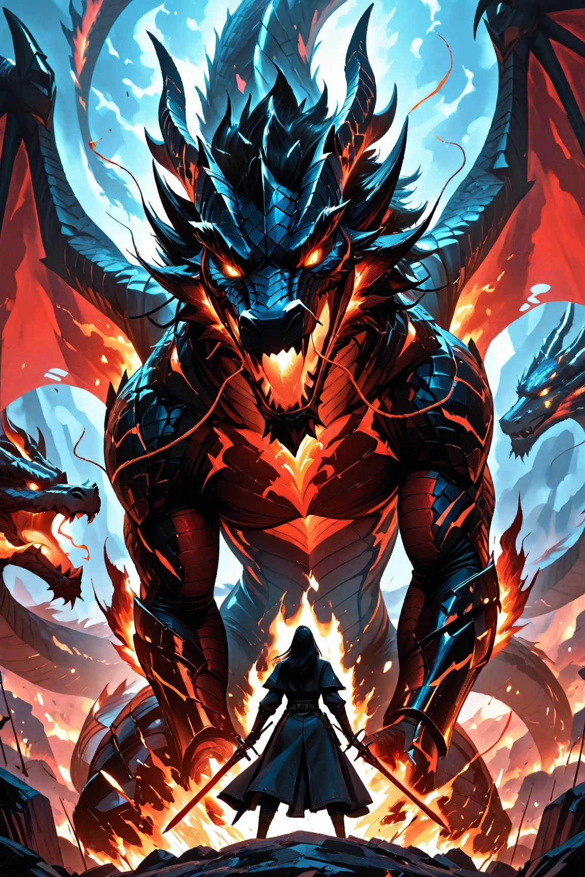 book cover, dragon inside a circle