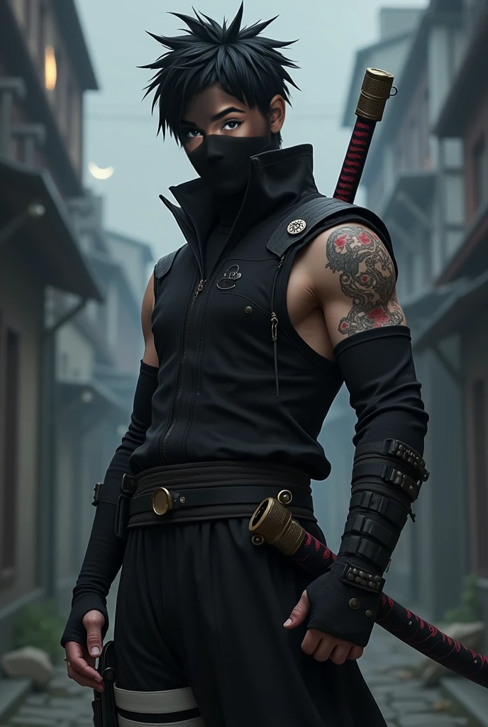 Claro! Here's your prompt: "Um ninja silencioso, envolto nas sombras da noite, empunhando duas katanas reluzentes, pronto para enfrentar qualquer desafio."