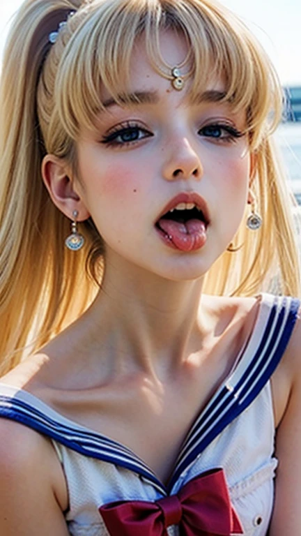 1 girl, (sticking out her Tongue out), (Tongue), ultra high resolution, It's photorealistic, best quality, 8K resolution, muste piece, choker, Garter Belt, garter strap, latex barely, Competitive swimsuit, transparent breasts, Tank top, close up of face, (Ahegao), kneeling, oh face, open your mouth wide, Stick out your Tongue to receive, put one hand over your mouth, Trance expression, (white cum on your face), Face up, shoot from above, (White sperm dripping from the mouth), sticking out tongue, (White sperm accumulation on the Tongue), ecstatic expression, A large amount of white sperm in the mouth, holding a very thick brown frankfurter in his hand, Suck a very thick brown frankfurter, very thick brown sausage in the cheek, Lots of white cum from the tip of a very thick brown frankfurter, white sperm on chest, delicate fingertips, complicated fingertips, I sucked his thick brown mountain jaw deep into my throat.、White sperm leaks from the gap, Water released from the crotch, A large amount of sperm all over the body, wet skin, shining chest, lotion, (NSFW, look up, Eyes roll back, body suit, latex barely), zero two