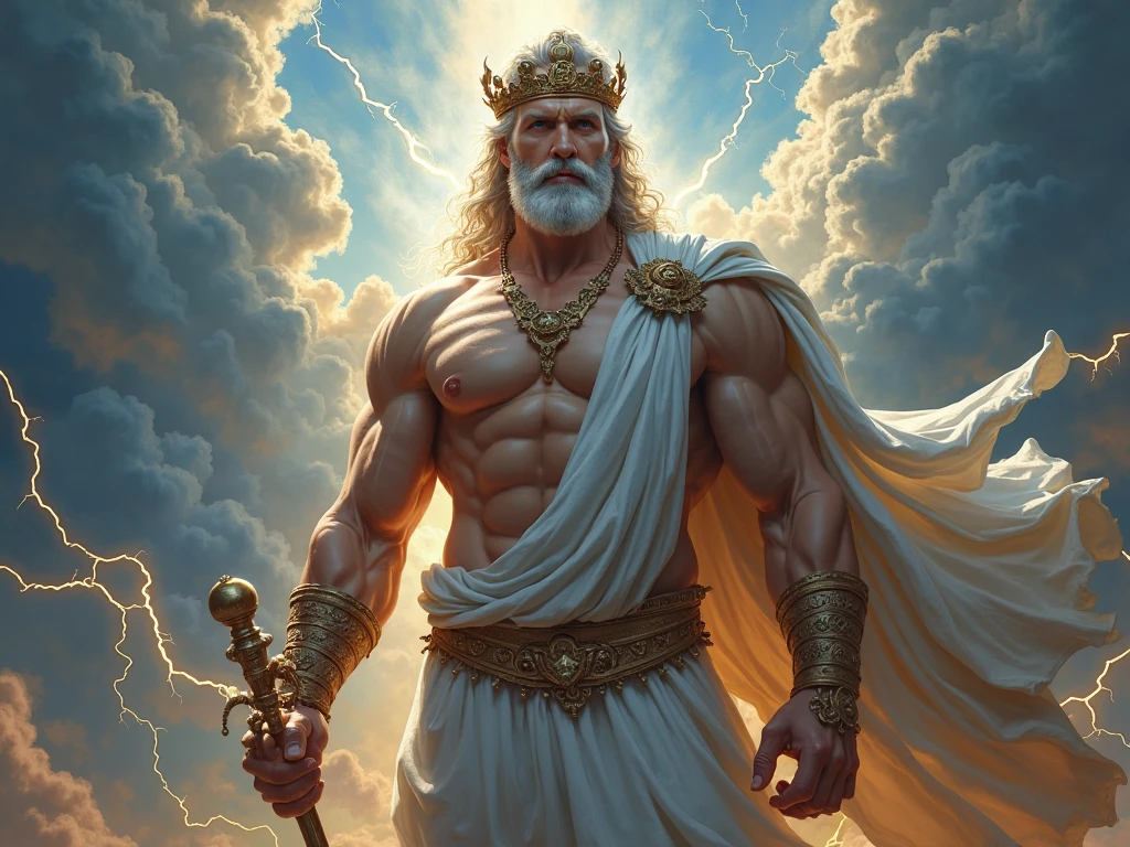 Zeus, the king of the gods,