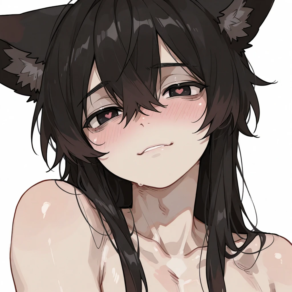 ,score_8_up,score_7_up,1girl, source_anime, anime screencap, animal_ear_fluff, black_hair, cat_ears, cat_girl, cat_tail, green_eyes, highres, karyl_\(princess_connect!\), low_twintails, , solo, streaked_hair, naked, small breasts, nipples,