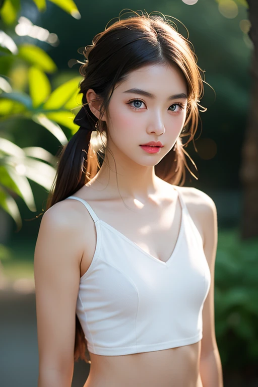 (8K, Highest quality, masterpiece:1.3超High resolution, Surreal), High detail, (Lifelike face), Photorealistic, Raw photo, ((Beautiful woman)), 28 years old, Detailed face, Beautiful Eyes, Realistic eyes, Beautiful details in the eyes, (Realistic Skin), Beautiful skins, attractive, Depth of written boundary, High resolution, High pixel count, Clear details, Clear photos, Natural color reproduction, Noise Reduction, High fidelity, (Product recommendation at the sales venue), Casual wear, Neat and clean clothing, Perfect body, Perfect Face, Perfect breasts, , Sexy lips, I can see the ears, avert your eyes, Natural perspective, (Don't look the viewer in the eye), Laughter, A kind smile, Beautiful skins, attractive, Golden Ratio, (Detail Makeup:1.2), Professional Lighting, Facial lighting, The best light, Japanese,Japanese girl, Cute Japanese Women Photos, Small Necklace, Thin silver necklace, Simple Background