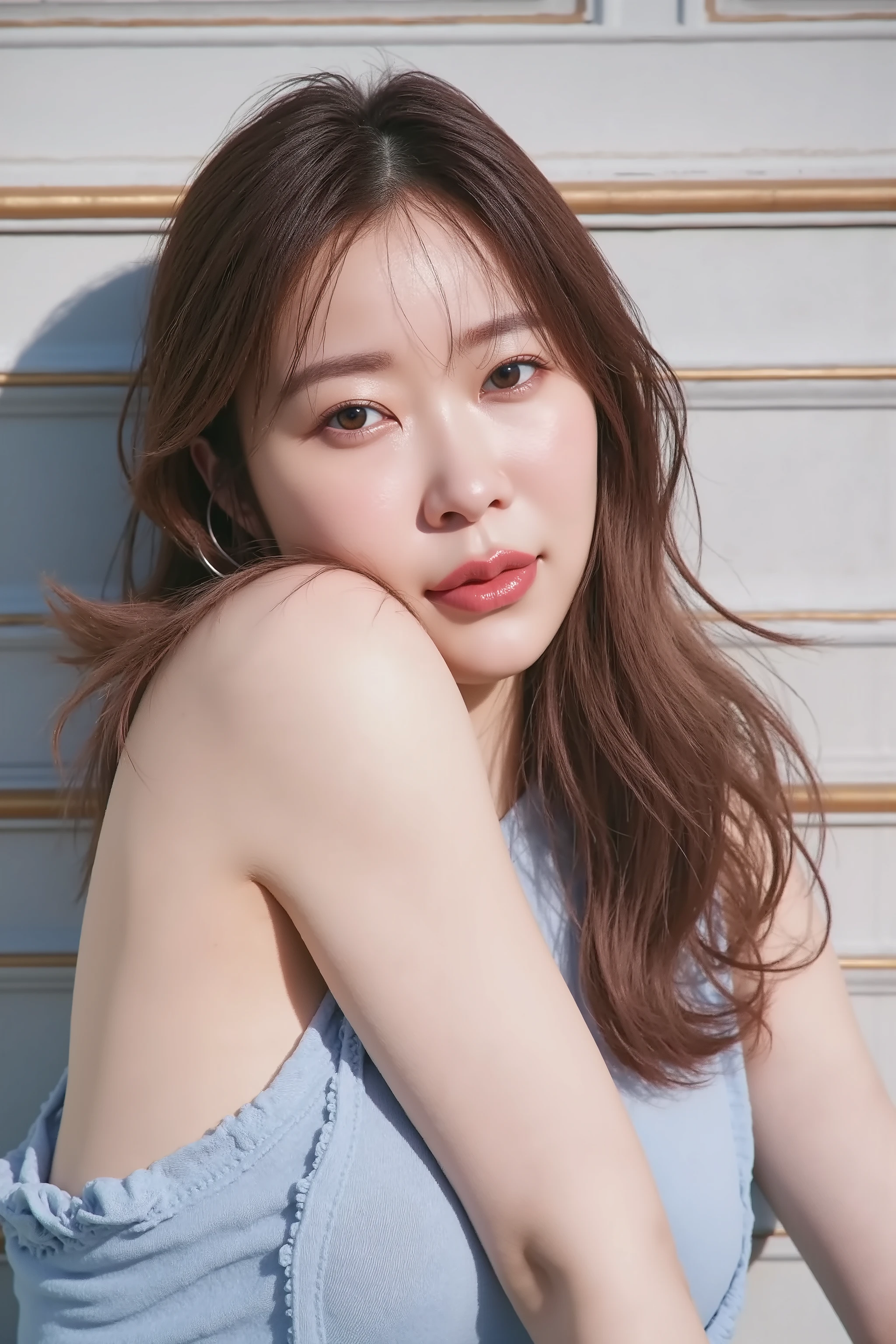 Smiling Woman :2.0、Tilt your face slightly to the right ;2.1 (ultra-precise human anatomy , top quality 、 raw photos、8k、32K、masterpiece、 realistic、 photorealistic:1.37)、images of cute Japanese women、 Taken in natural light、 upper body、 1 girl、 Photomapping、 Physically based rendering 、 excellent image quality、 Hi-Res、1080P、( beautiful faces)、( face )、( Detailed explanation of hand settings' muscle area )、( CG Details )、 Rich Details 、( AMAZING FEATURES :1.35)、( detailed eyes)、I'm looking forward to seeing your eyes、Delicate clavicle、 Mr..々、非常にリアルで詳細な若い女性の全裸upper bodyを撮影。 Beautiful skin 、 頬に柔らかなLight is reflected ています .、 Extremely realistic and detailed upper body portrait of a young woman with fine pores and hair roots、 can see even the thinnest blood vessels 。The skin is smooth、Natural Redness of Cheeks 、Healthy glow。 Eyes are big, clear blue、虹彩には細かい模 Mr..There is、 Light is reflected 、It's shining in the eye。 I have a slight shadow under my eyes 、 Extremely realistic and detailed upper-body portrait of a、Naturally curled 。 Extremely realistic and detailed upper-body portrait of a young woman with gentle pink lips 、smooth texture with a natural glow、 。 women are completely naked.、 background is pale black and white gradation .、焦点は完全に顔と upper bodyに当たっている。 realistic shadows and textures、 Pictorial Depiction,