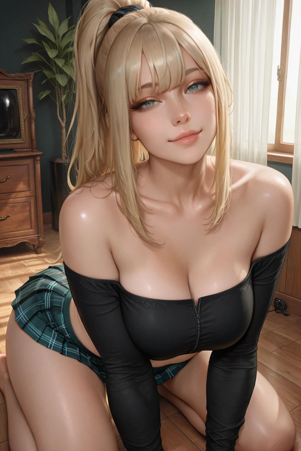 (original character、unity 16k wallpaper, masterpiece, highest quality, Ultra-become familiar with, Extremely become familiar with CG, caustics, cinematic lighting, become familiar with, Beautiful become familiar with Eyes, alone,sexy woman), ultra high resolution, fine skin, (maid, maid apron, maid headdress), (strong light)、oily skin,Kirby:1.2,,sexy woman,Little devil face,big breasts, bent down、fold arms、silver hair,open clothes,buckshot