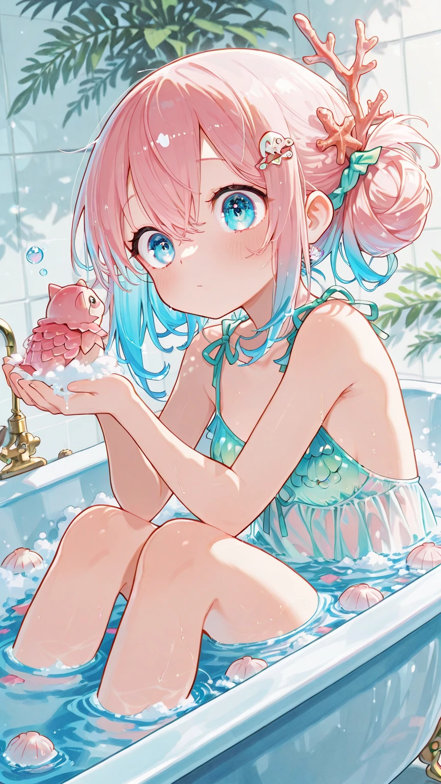 highest quality、High resolution、Detailed Background、(Beautiful face in every detail:1.4)、Anatomically correct、(Detailed facial expressions)、Teenage beauty、(Highly detailed face:1.4)、cute hair color、cute hairstyle、Braided bob cut、Braided Ponytail、Braided twin tails、Overflowing with kindness and cuteness、
(Girls enjoying a fun and lively swim in the sea:1.5)、
Running along the beach while feeling the sea breeze、A girlish smile bounces、
Friends walking hand in hand along the shore、
Although a little shy, they chatted happily.、
Blue sea and white sand beach、Wrapped in pleasant sunlight、
It's lovely to see them splashing around and playing.、
Lie down comfortably、Her eyes gazing at the sea are sparkling、
I couldn't help but smile at the sight of them.、
Feeling the sea breeze, my heart becomes clear、
The best memories are the time you spend together、
The bikini is a classic style that accentuates femininity.、The top is decorated with frills and ribbons.、Chopped pants and flared skirts are also popular bottoms.、
The one-piece swimsuit is also very cute.、Ribbon and lace on the front、Details such as the open back are distinctive.、fit&Flared silhouette for a feminine look、
Ruffles and fringes、Swimsuits decorated with jewels are also fashionable.、
pink、light blue、Bright colors such as yellow、Calm navy and burgundy、Feminine design and vibrant colors、cute