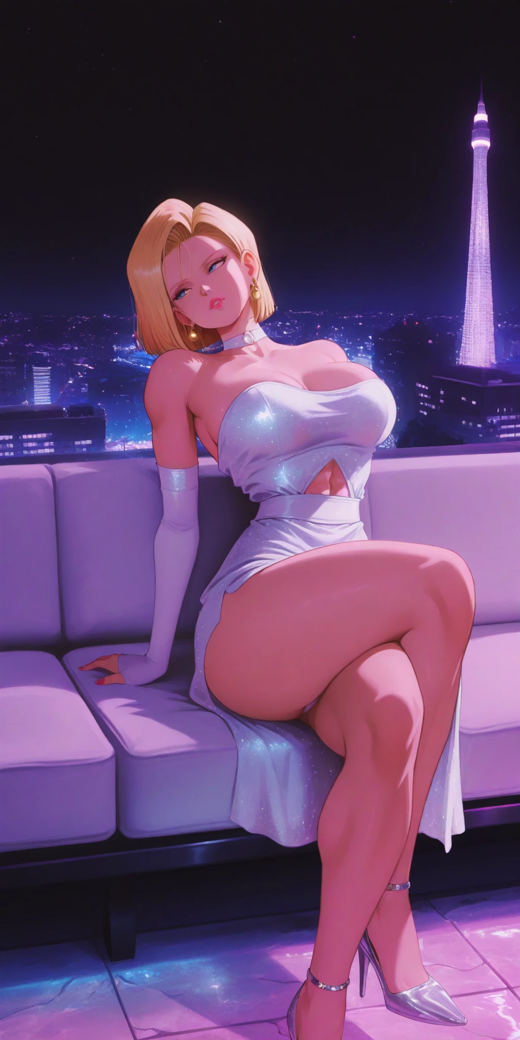 A beautiful sexy woman, blonde hair, With hands on vagina, no bra, nervous, sensual pose, Night room background, Flawless, well designed