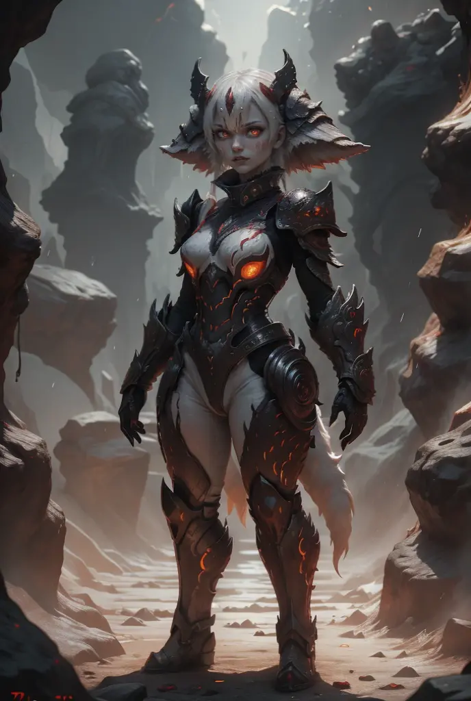 ( spicy power armor little girl gothic style), mascara , best quality, sharp even fangs , teeth ,light, rain,girl vampire, in a dark fantasy setting, white hair, red eyes, jade like white skin, black armor wore under a white suit. Add a monster as a pet, fullbody shot of a female punk ornate angry reptiloid, black possessed eyeballs, possessed eyes, imperfect wet skin, anthropomorphic, fashionable, cool, outdoor photography, bright studio light, ultra-high contrast, deep black sharp contrast shadows, AO, professional, realistic, photo, 8k, ISO 80, 70mm lens, depth of field, 35mm film, by Lillian Bassman