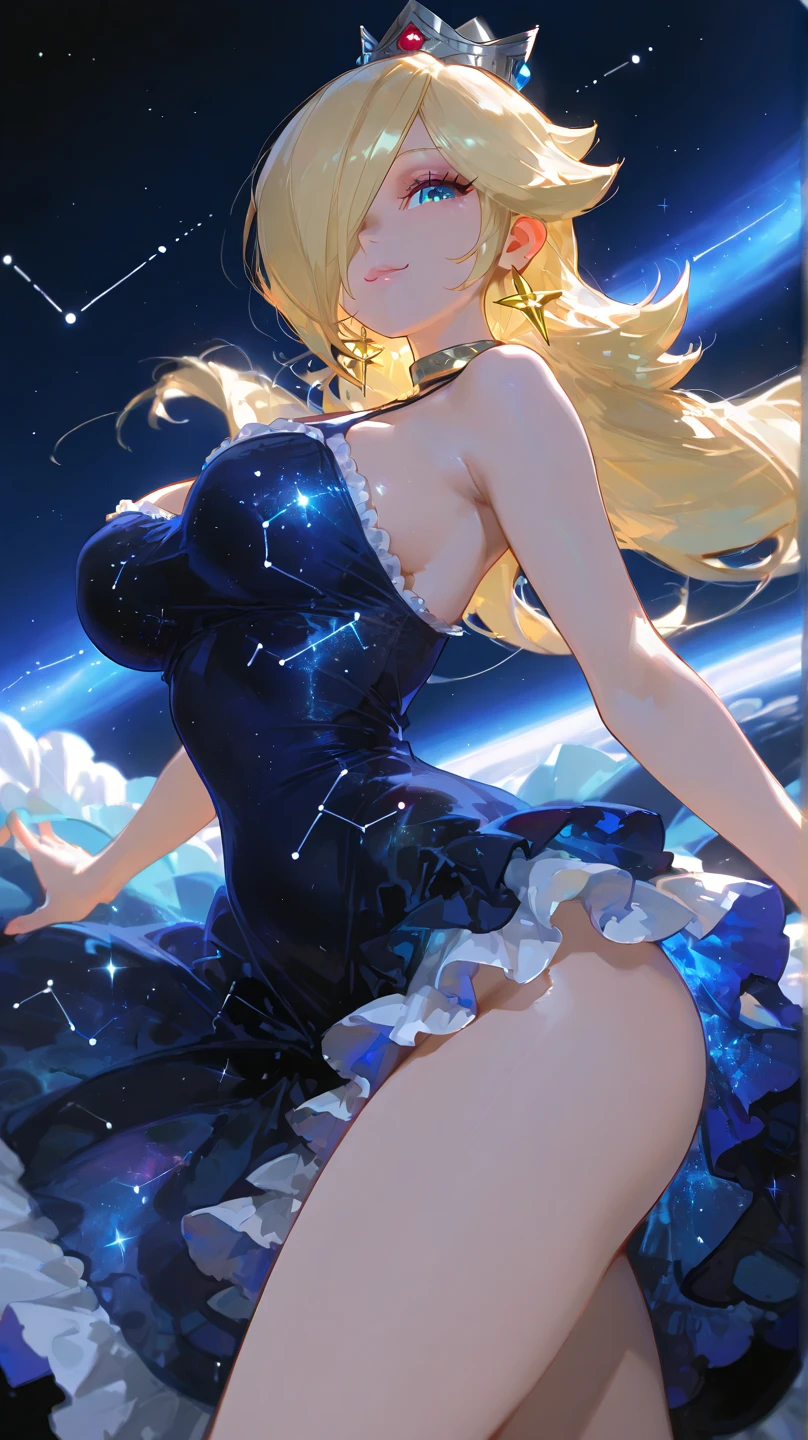 ridiculous resolution, high resolution, (masterpiece:1.4), super detailed, 1girl, seen from above, space, floating, --v 6