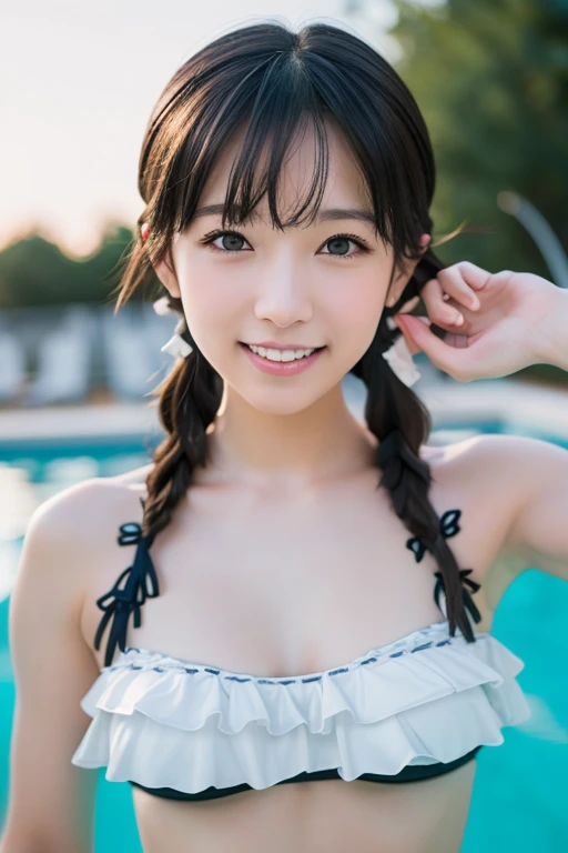 (Tabletop:1.3), (8K, Realistic, RAW Photos, Highest quality: 1.4), Japanese, (One Girl), Beautiful Face, (Realistic face), (Black Hair), Beautiful hairstyle, Realistic eyes, Beautiful attention to detail, (Realistic skin), Beautiful Skin, Charm, 超High resolution, 超Realisticな, Very detailed, Golden Ratio,. (3. Gills:1.5), (Sony Alpha 1, 50.1 megapixel full-frame CMOS sensor, 8K video recording function), (telescope lens), (Realistic),(8K, 超High resolution, Highest quality, Tabletop:1.2),Super detailed,Beautifully detailed face, Complete Anatomy,(Beautiful attention to detail:1.3),smile,Very delicate and beautiful, Very detailed, Hmph, Unity, 8K Wallpaper, wonderful, In detail, Super detailed, High resolution, Very detailed, Very detailed目と顔,Wet,((Colorful micro bikinis:1.1)), [ponytail],(Big Breasts, Cleavage.3),((Dancing in the Rain))