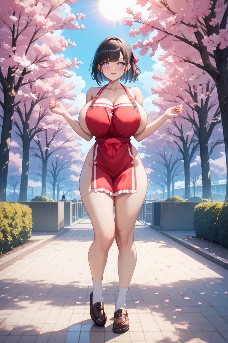 (best quality,Unparalleled masterpiece:1.4),Ultra-detailed CG 4K,brown hair,red eyes,There are fox ears on the head, Loose bikini,High heel,huge,rendering,huge,squat on the ground