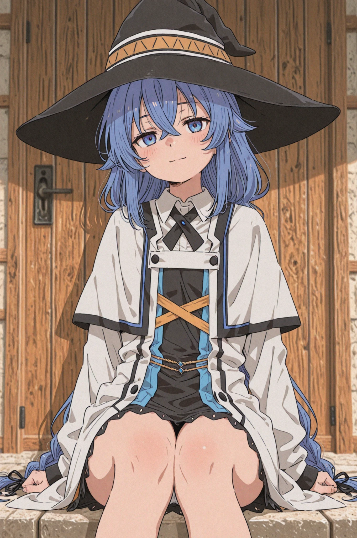 BREAK (masterpiece:1.2), best quality, high resolution, unity 8k wallpaper, (illustration:0.8), (beautiful detailed eyes:1.6), extremely detailed face, perfect lighting, extremely detailed CG, (perfect hands, perfect anatomy),onsen,hot springgs,night,stars,moon,starfall,twin braids, long hair, blue hair, blue eyes,
yukata,kimano,white stockings,belt,naked shoulders,sexy lingerie,witch hat, black hat,panties,cleavege,neckline,bend over to camera,open mouth, sitting, spread legs,