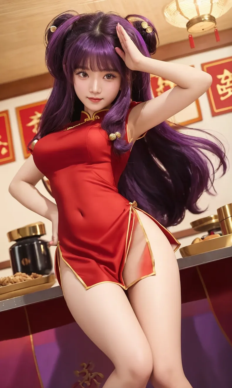 best quality, masterpiece, photo realistic, 8k, 4k, extreme res, ultra high res, dynamic lighting, real lighting, ulzzang-6500-v1.1:1.2, waitress looking backwards, holding dimsum, revealing cheongsam, panties, chinese restaurant background