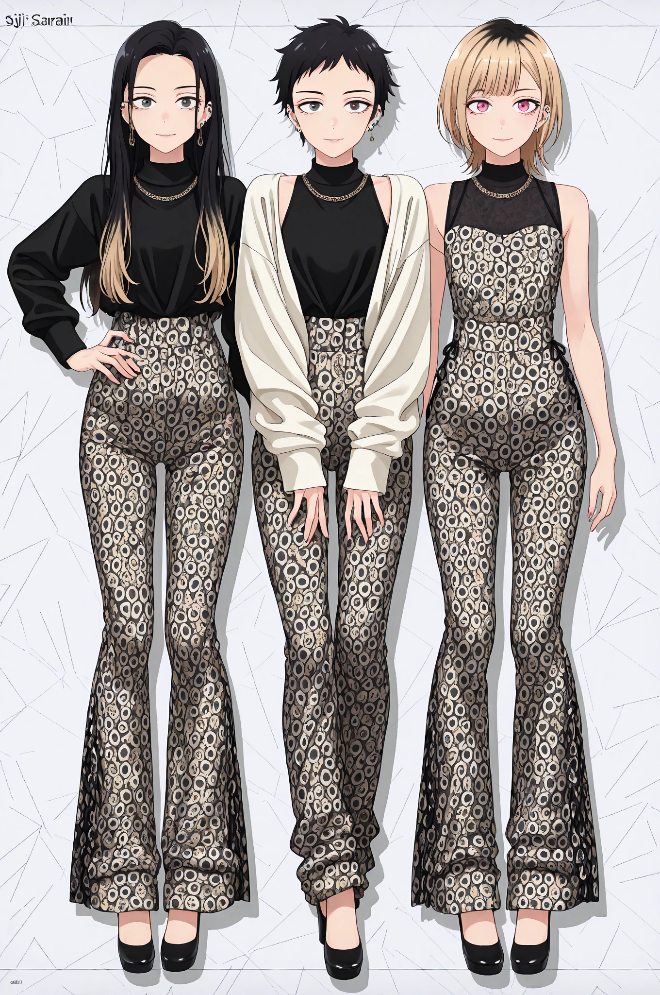 merula, full body, thighs, purple high heels, solo girl, medium tits, animal print pants leopard, nude tits