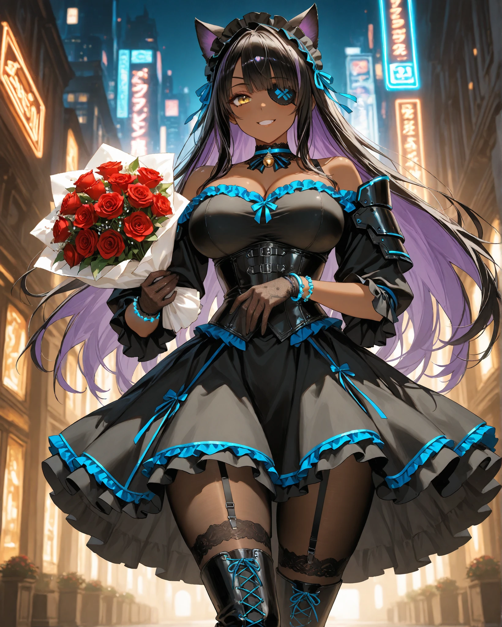 High resolution, Winner of numerous awards, Ultra high definition, Textured skin, retina,
masterpiece,(bestquality),highlydetailed,ultra-detailed,4girl, (4 Gangster Girls.:1.4)(gangsta paradise:1.2)(roboT)(cybercitylandscape:1.2,natural lighting:1.5,confidentexpression),(Dramatic Angle:1.2),mecha, smile,angle、(Beautiful girls in mafia suits:1.2)(Give me the bouquet:1.6)(花束💐を手に持つ、present a bouquet of flowers:1.5)