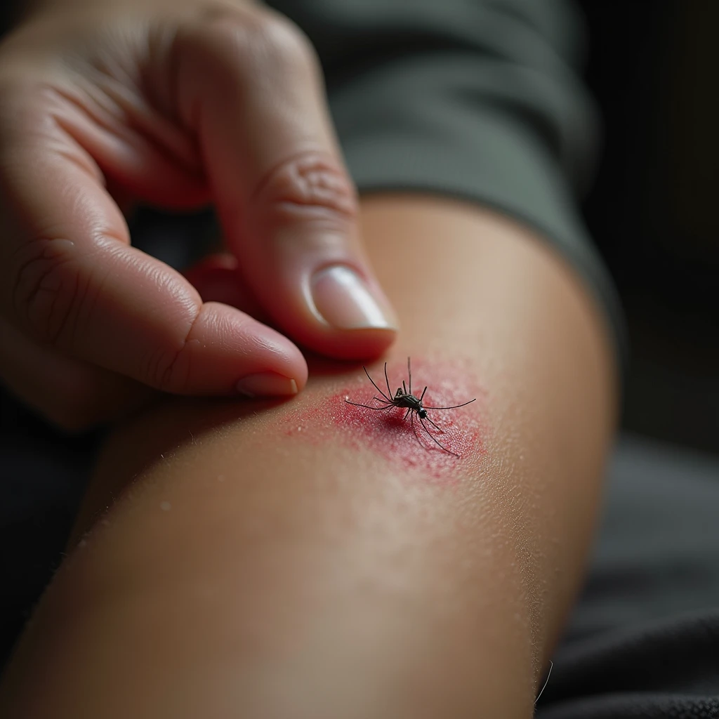 Close-up of the leg with a small parasite under its skin, not too gory.