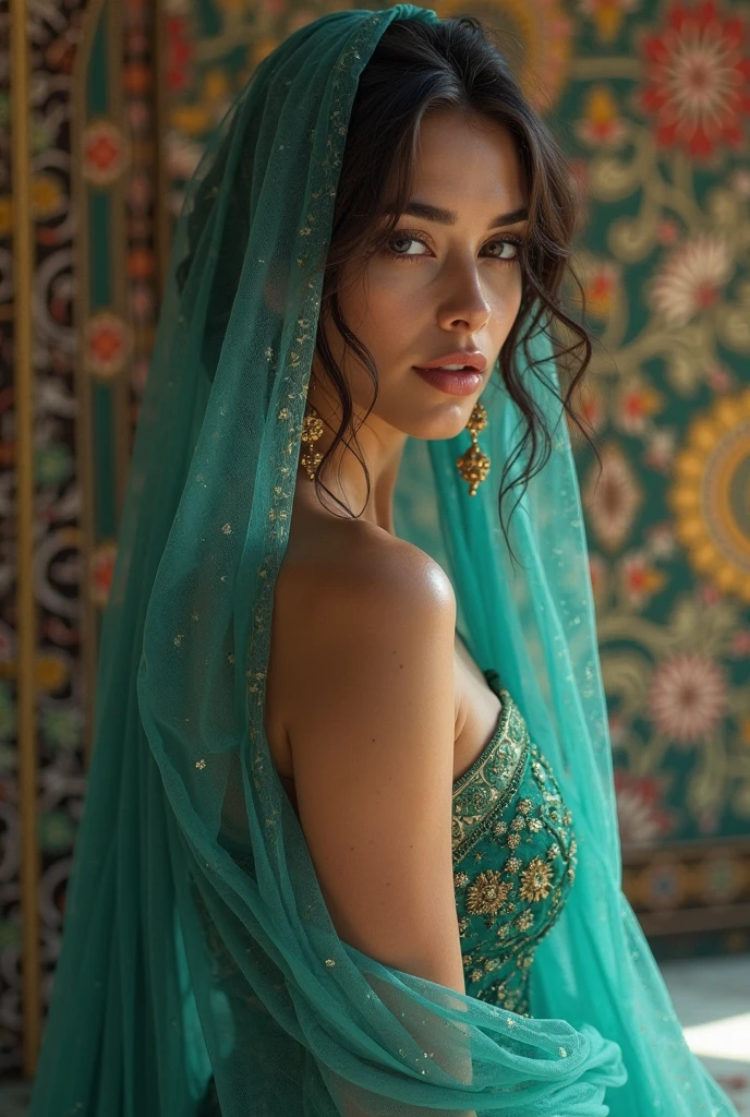 Super realistic Pakistani girl removing her clothes and going naked wearing green