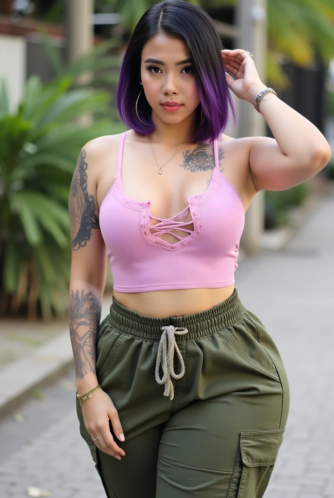 (mother) (indonesian_high_school_uniform), (multicolored hair), (bob hair), (highlight hair), crowded, (classroom school), detailed face, (makeup), detailed eyes, (huge breasts), (massive breasts), shiny skin, looking at the audience,(8k, RAW photo, best quality, masterpiece: 1.2), (realistic, realistic: 1.37), ultra-high resolution, (gigantic breast), big breast, deep v neck, (croptop),(very short skirt), (plunge neckline), (mini skirt slit), choker, button shirt, (underboobs), navel, (yakuza tattoo breast, showing all her tattoos, flower tattoos,full tattoos), (sitting open legs),
